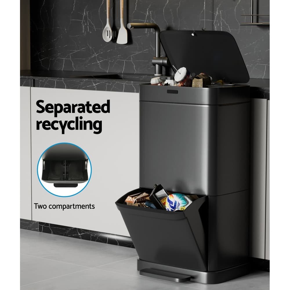 Devanti 70L Motion Sensor Bin Pedal Bins Automatic Black - SB-70L-S20-BK SB 70L S20 BK 137588 04