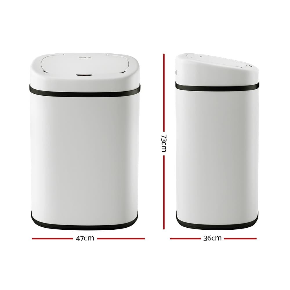 Devanti 82L Motion Sensor Bin Rubbish Automatic White - SB-82L-S24-WH SB 82L S24 WH 139210 01