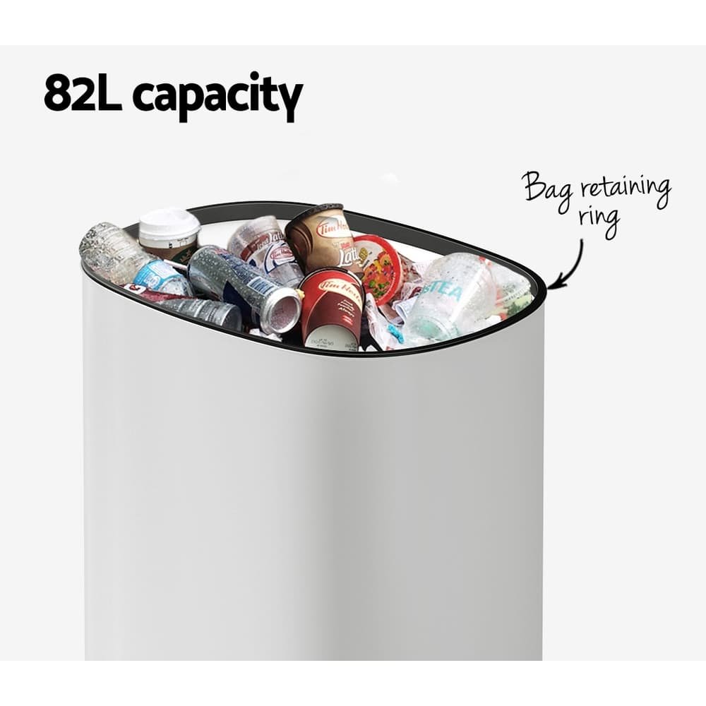 Devanti 82L Motion Sensor Bin Rubbish Automatic White - SB-82L-S24-WH SB 82L S24 WH 139210 04