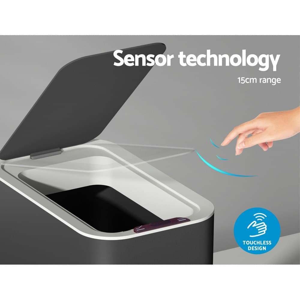 Devanti 9L Motion Sensor Bin Rubbish Automatic Ash Black - SB-9LS26-BK Devanti 9L Motion Sensor Bin Rubbish Automatic Ash Black - Image 4