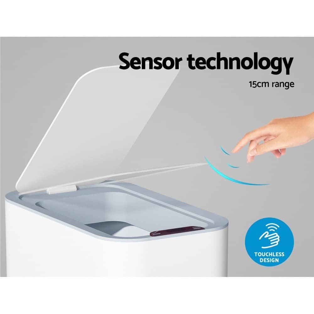 Devanti 9L Motion Sensor Bin Rubbish Automatic White - SB-9LS26-WH Devanti 9L Motion Sensor Bin Rubbish Automatic White - Image 4