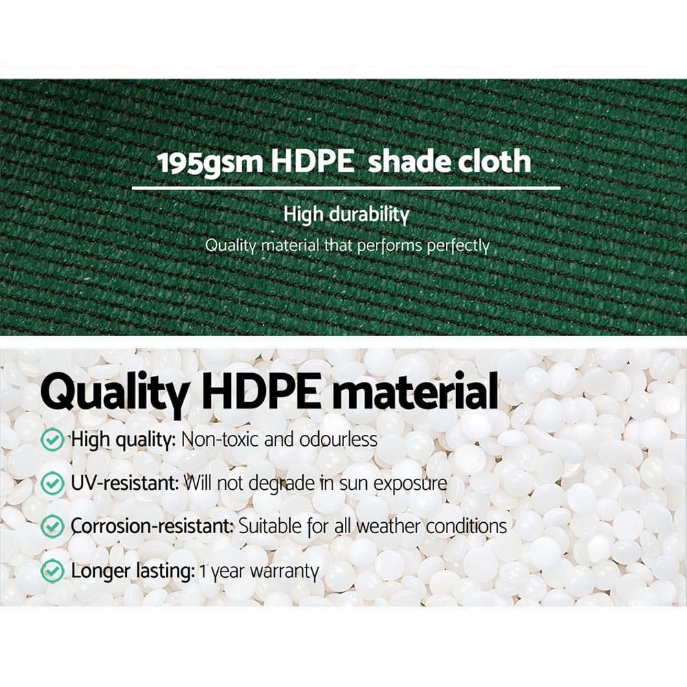Instahut 90% Shade Cloth 3.66x10m Shadecloth Sail Heavy Duty Green - SH-CL-366X100-195-GR Instahut 90% Shade Cloth 3.66x10m Shadecloth Sail Heavy Duty Green - Image 5
