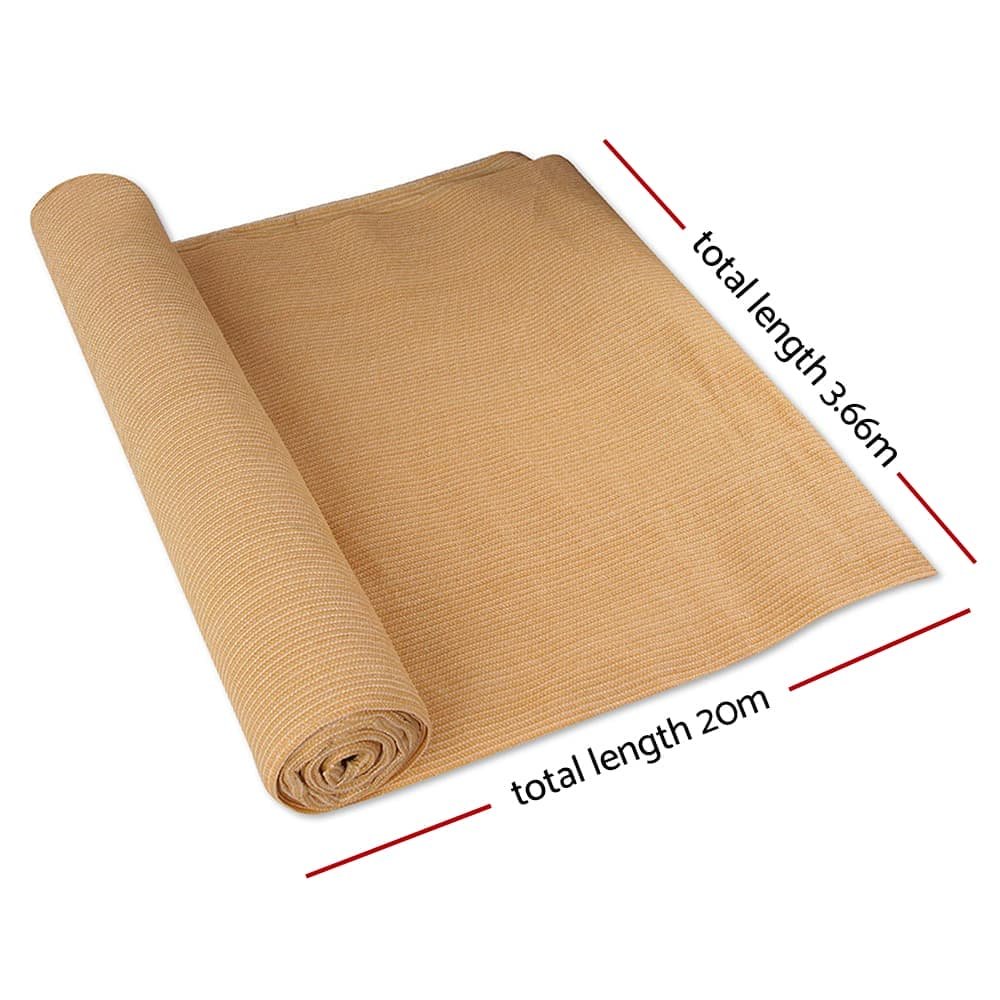 Instahut 50% Shade Cloth 3.66x20m Shadecloth Sail Heavy Duty Beige - SH-CL-366X200-100-BE Instahut 50% Shade Cloth 3.66x20m Shadecloth Sail Heavy Duty Beige - Image 2