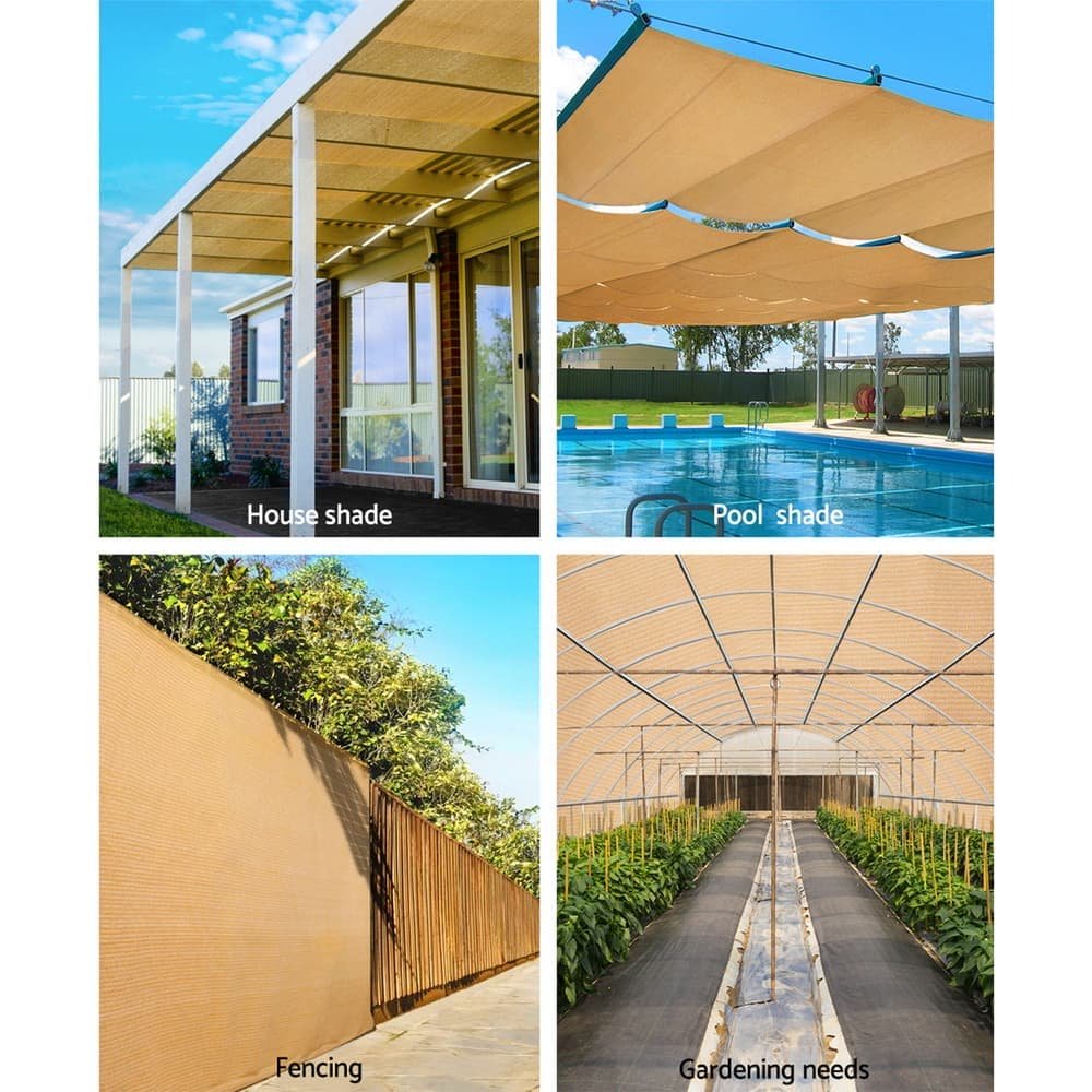 Instahut 50% Shade Cloth 3.66x20m Shadecloth Sail Heavy Duty Beige - SH-CL-366X200-100-BE Instahut 50% Shade Cloth 3.66x20m Shadecloth Sail Heavy Duty Beige - Image 4