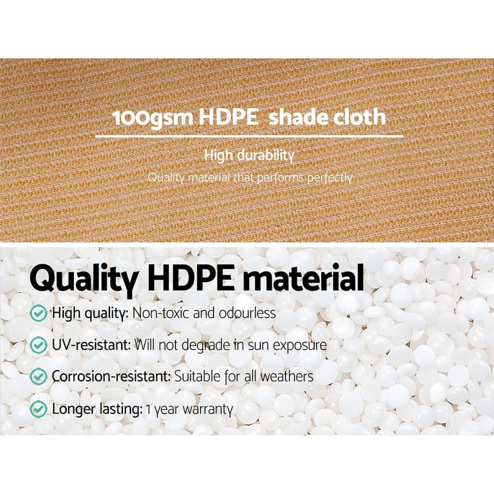 Instahut 50% Shade Cloth 3.66x20m Shadecloth Sail Heavy Duty Beige - SH-CL-366X200-100-BE Instahut 50% Shade Cloth 3.66x20m Shadecloth Sail Heavy Duty Beige - Image 5