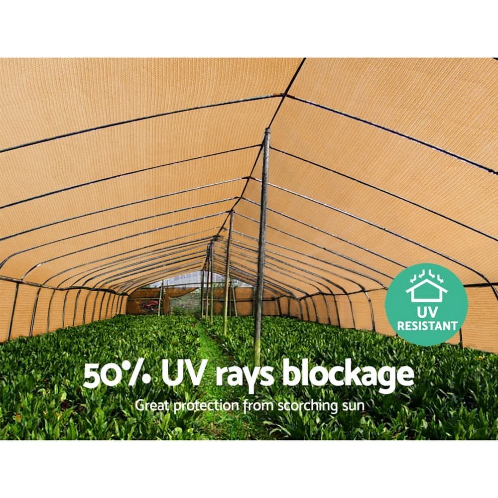 Instahut 50% Shade Cloth 3.66x20m Shadecloth Sail Heavy Duty Beige - SH-CL-366X200-100-BE Instahut 50% Shade Cloth 3.66x20m Shadecloth Sail Heavy Duty Beige - Image 6