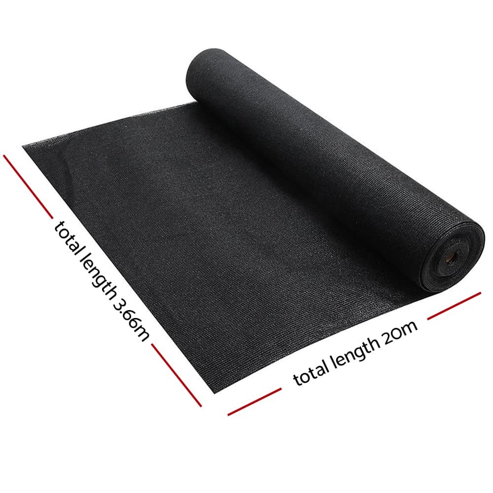 Instahut 50% Shade Cloth 3.66x20m Shadecloth Sail Heavy Duty Black - SH-CL-366X200-100-BK Instahut 50% Shade Cloth 3.66x20m Shadecloth Sail Heavy Duty Black - Image 2