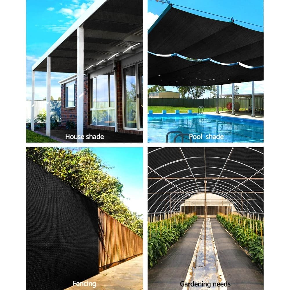 Instahut 50% Shade Cloth 3.66x20m Shadecloth Sail Heavy Duty Black - SH-CL-366X200-100-BK Instahut 50% Shade Cloth 3.66x20m Shadecloth Sail Heavy Duty Black - Image 4