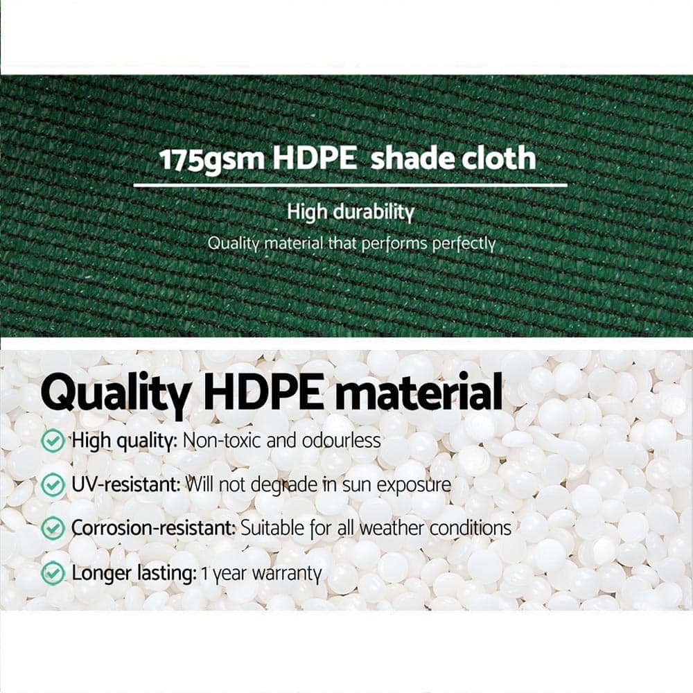 Instahut 70% Shade Cloth 3.66x20m Shadecloth Sail Heavy Duty Green - SH-CL-366X200-175-GR Instahut 70% Shade Cloth 3.66x20m Shadecloth Sail Heavy Duty Green - Image 5