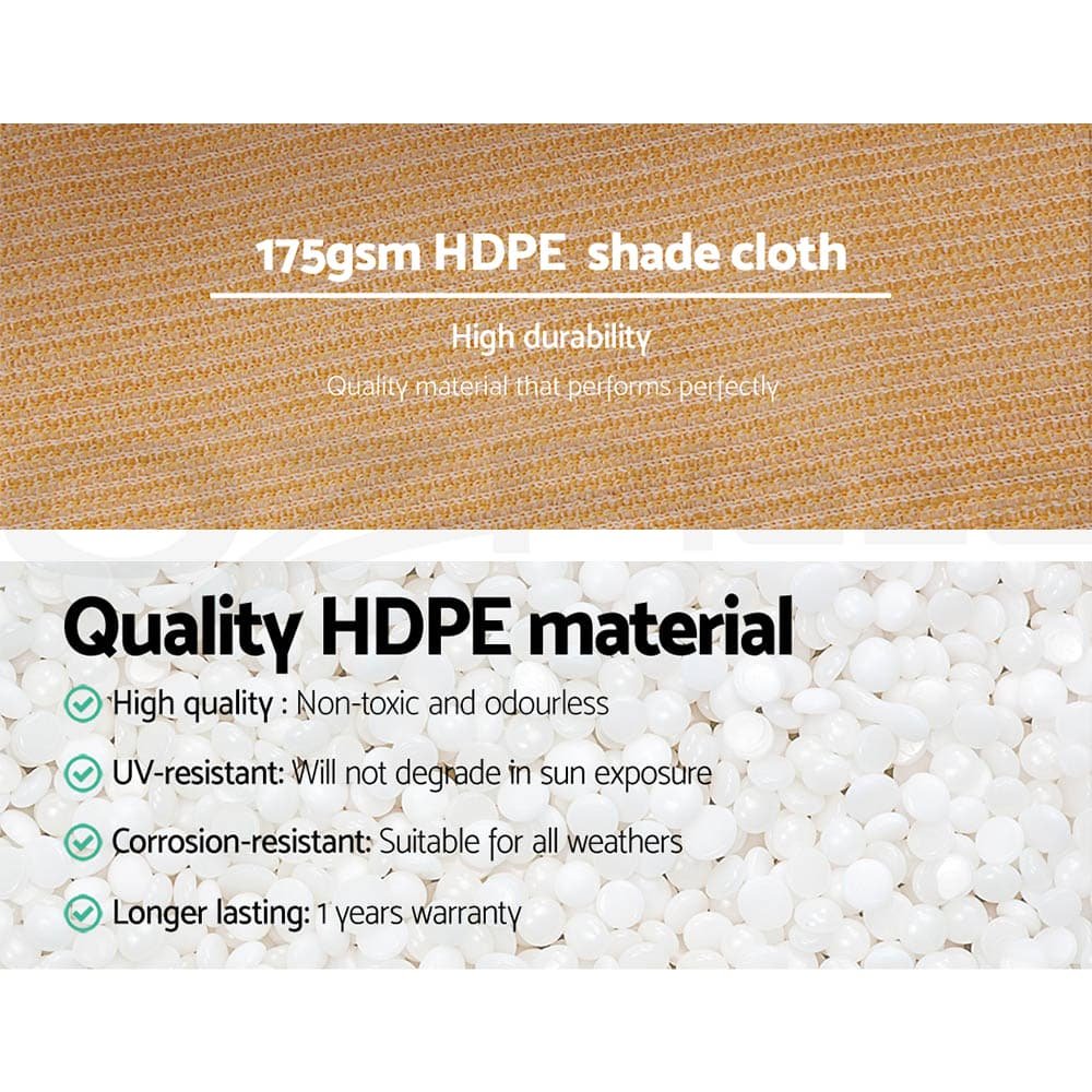 Instahut 70% Shade Cloth 1.83x20m Shadecloth Sail Heavy Duty Beige - SH-CL-DL-183X200-175-BE Instahut 70% Shade Cloth 1.83x20m Shadecloth Sail Heavy Duty Beige - Image 5