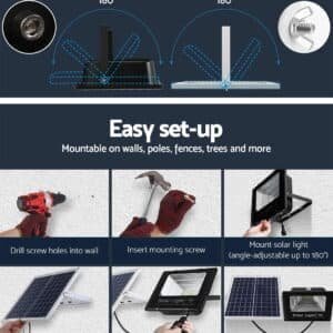 Leier 80 LED Solar Street Light 60W Flood Motion Sensor Remote Outdoor Wall Lamp - STL-SP-60W