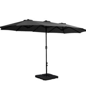 Instahut 4.57m Outdoor Umbrella w/Base Stand Beach Pole Garden Tilt Black