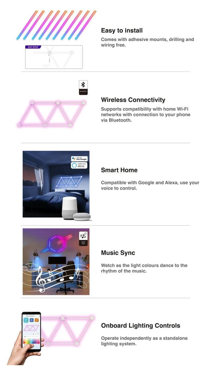 Laser Smart AmbiColour Light Bars RGB WiFi - V1031-LSH-9BAR-020 V1031 LSH 9BAR 020 202507041110 04
