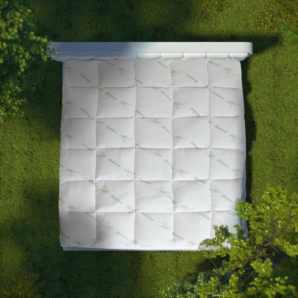 Royal Comfort 1000GSM Luxury Bamboo Covered Mattress Topper Ball Fibre Gusset - Queen - White - V160-10003780 Royal Comfort 1000GSM Luxury Bamboo Covered Mattress Topper Ball Fibre Gusset - Queen - White - Image 3