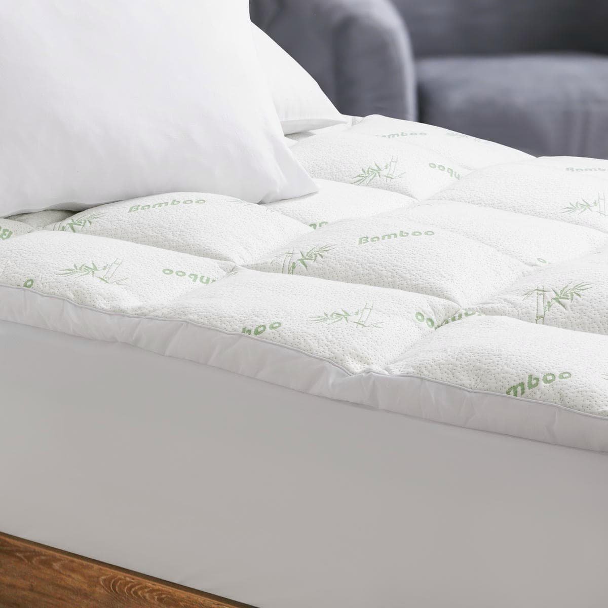 Royal Comfort 1000GSM Luxury Bamboo Covered Mattress Topper Ball Fibre Gusset - Queen - White - V160-10003780 Royal Comfort 1000GSM Luxury Bamboo Covered Mattress Topper Ball Fibre Gusset - Queen - White - Image 4