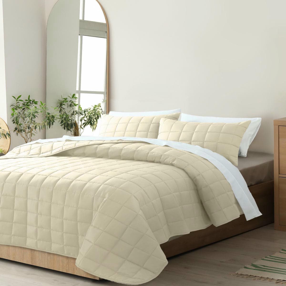 Royal Comfort Coverlet Set Bedspread Soft Touch Easy Care Breathable 3 Piece Set - Queen - Beige - V160-10003818 Royal Comfort Coverlet Set Bedspread Soft Touch Easy Care Breathable 3 Piece Set - Queen - Beige - Image 3