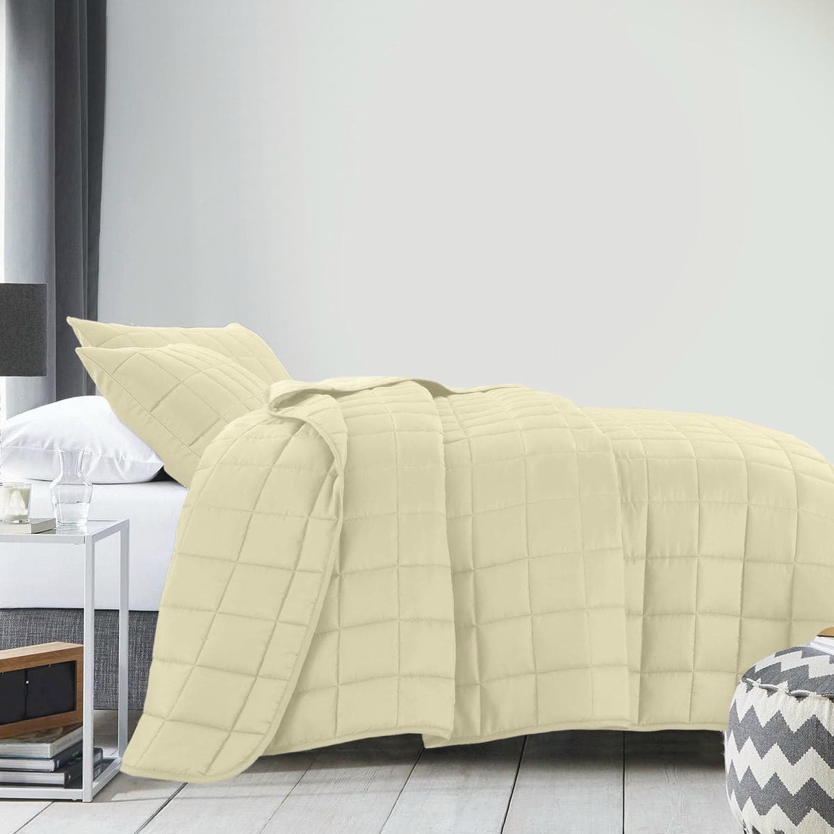 Royal Comfort Coverlet Set Bedspread Soft Touch Easy Care Breathable 3 Piece Set - Queen - Beige - V160-10003818 Royal Comfort Coverlet Set Bedspread Soft Touch Easy Care Breathable 3 Piece Set - Queen - Beige - Image 5