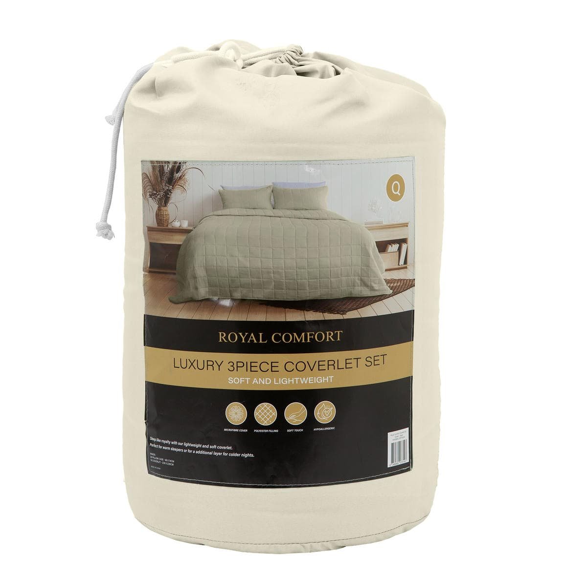 Royal Comfort Coverlet Set Bedspread Soft Touch Easy Care Breathable 3 Piece Set - Queen - Beige - V160-10003818 Royal Comfort Coverlet Set Bedspread Soft Touch Easy Care Breathable 3 Piece Set - Queen - Beige - Image 8