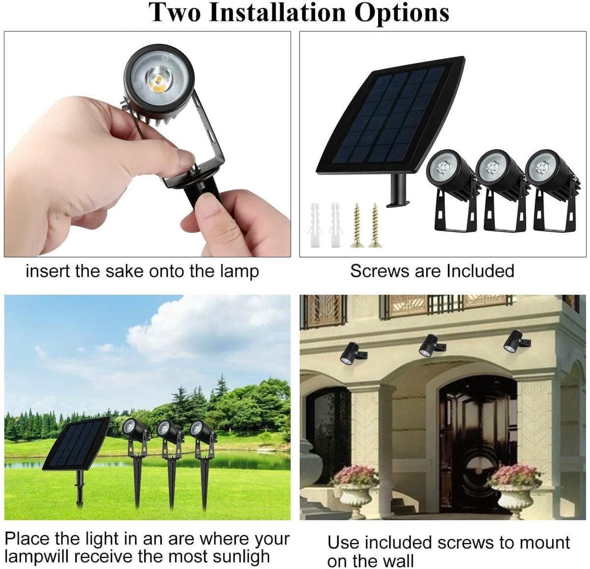3 x LED Spotlights Powered Solar Garden Lights Outdoor Waterproof (Warm White) - V178-14711 3 x LED Spotlights Powered Solar Garden Lights Outdoor Waterproof (Warm White) - Image 7