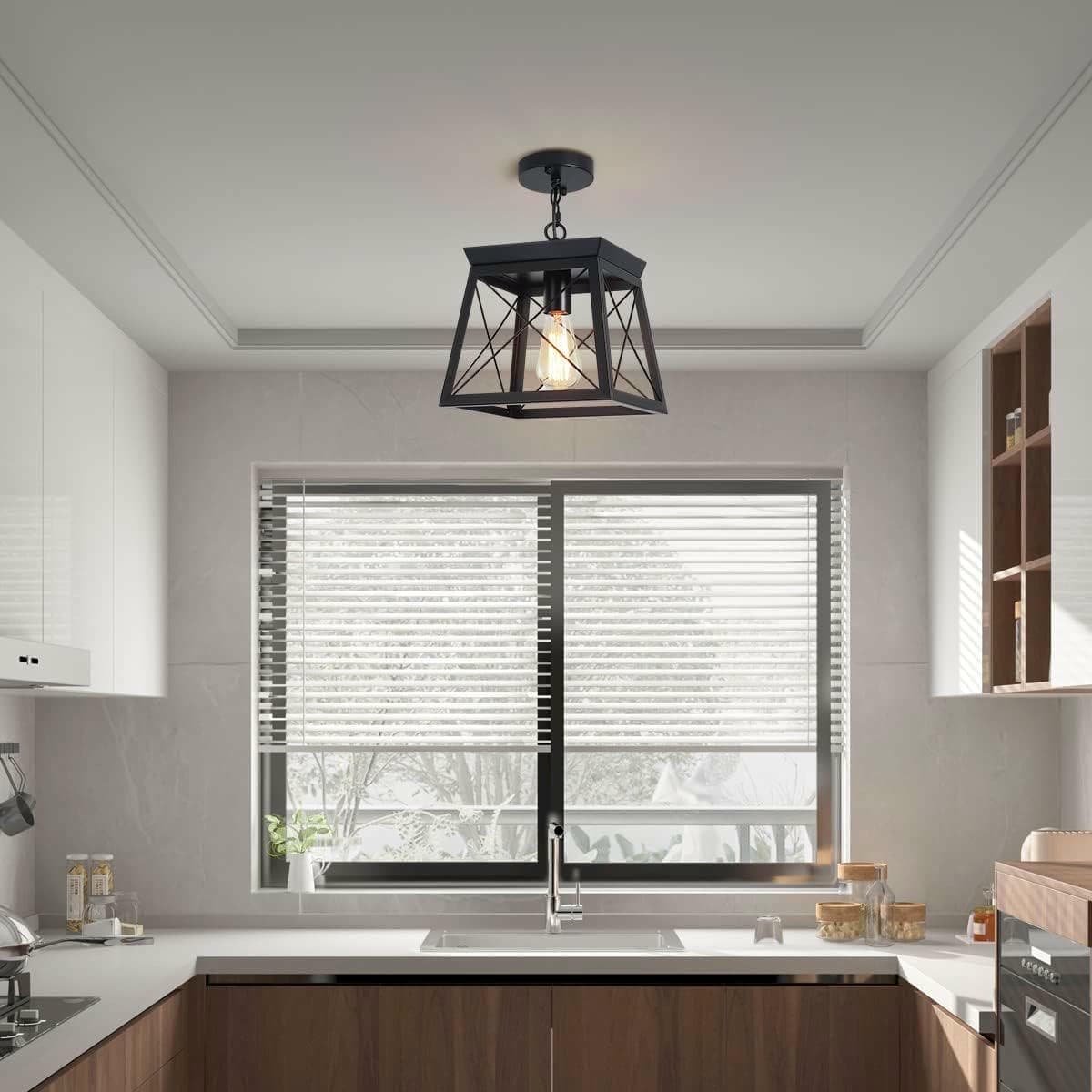 Farmhouse Pendant Light Rustic Lantern Chandelier Black - V178-23511 V178 23511 139767 03