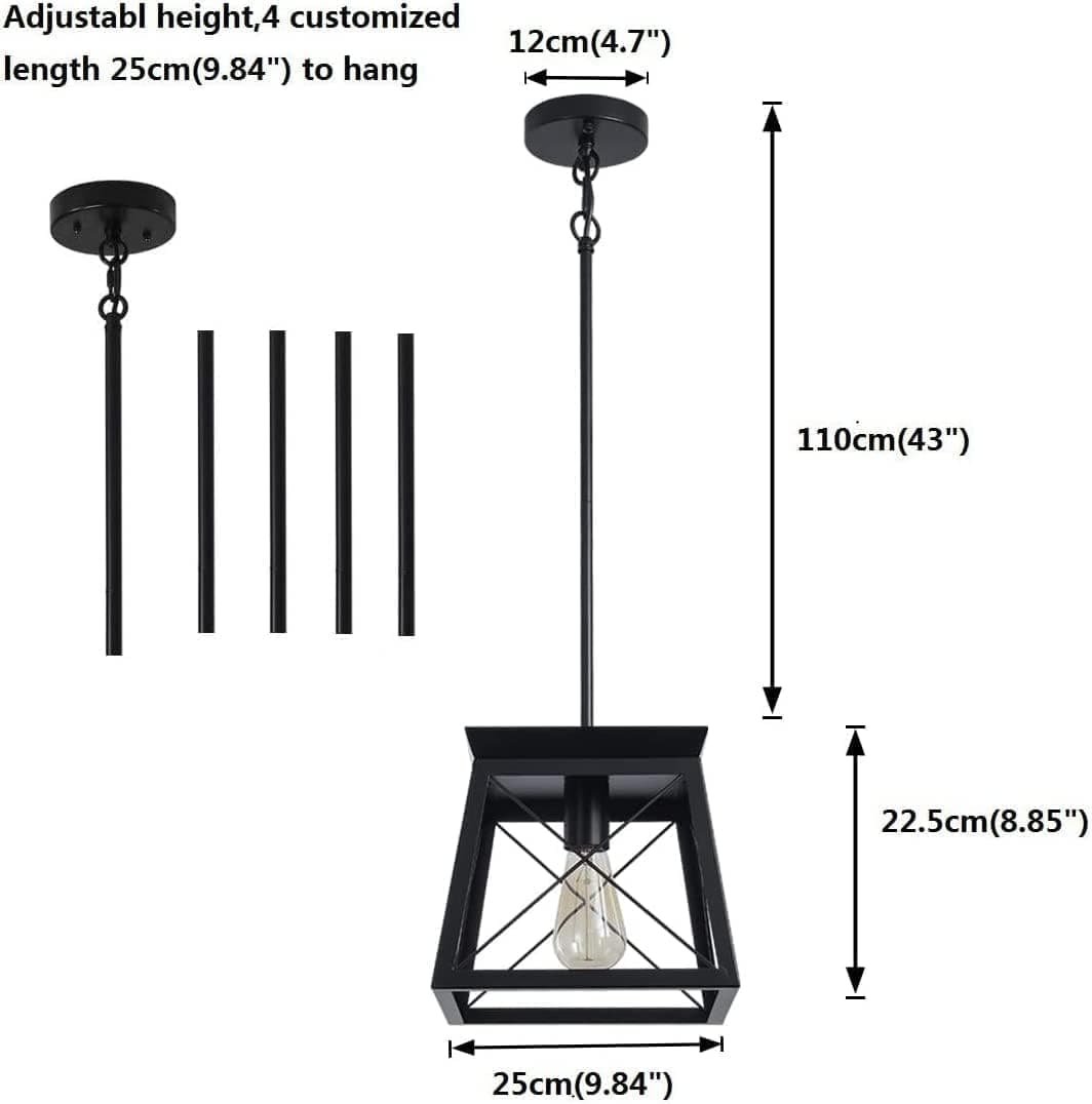 Farmhouse Pendant Light Rustic Lantern Chandelier Black - V178-23511 V178 23511 139767 04