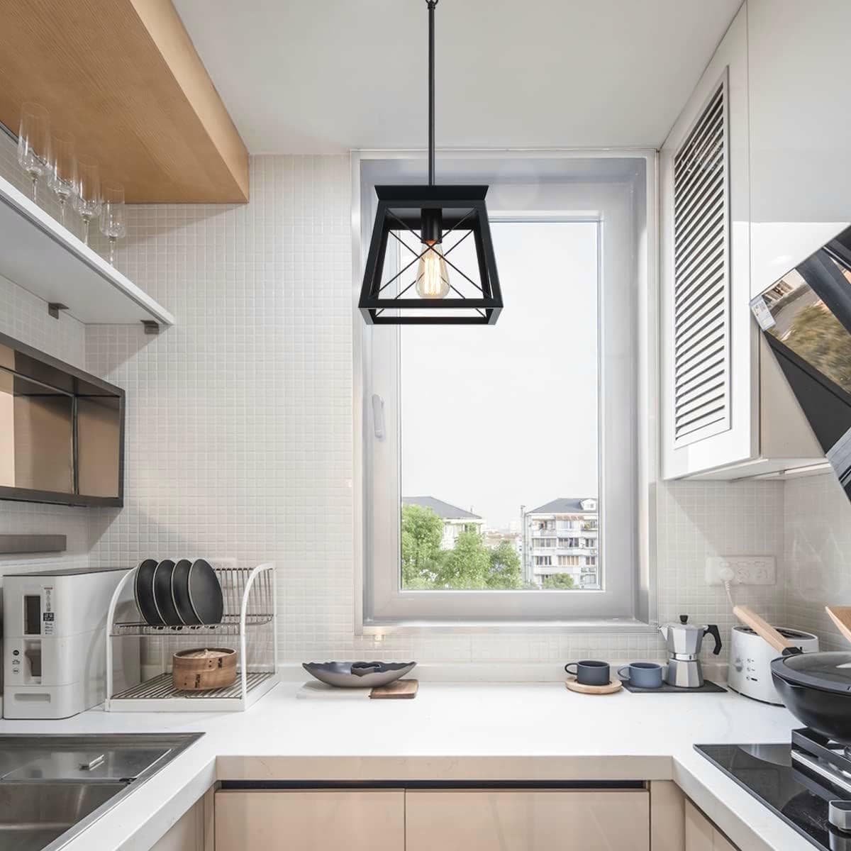 Farmhouse Pendant Light Rustic Lantern Chandelier Black - V178-23511 V178 23511 139767 05