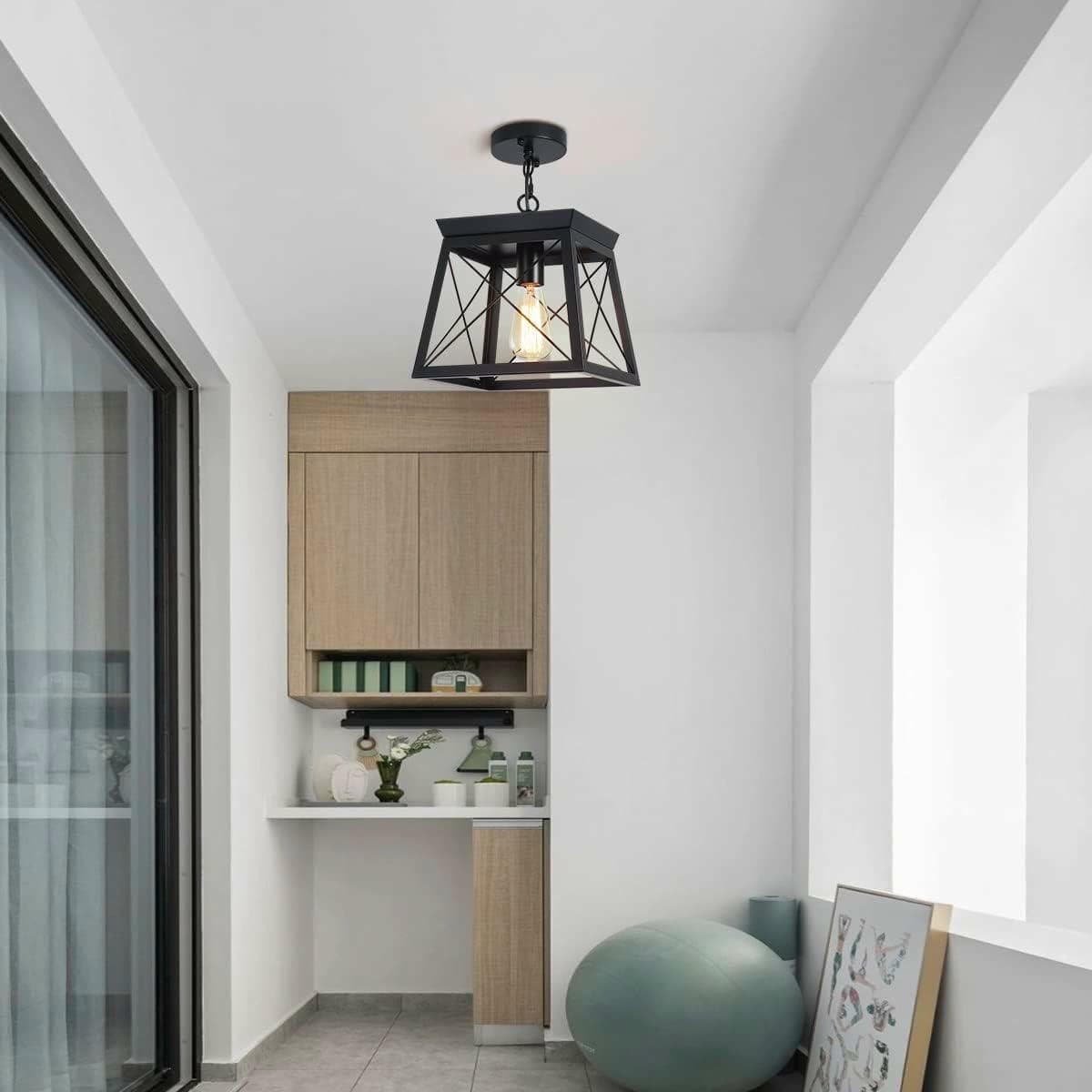 Farmhouse Pendant Light Rustic Lantern Chandelier Black - V178-23511 V178 23511 139767 06