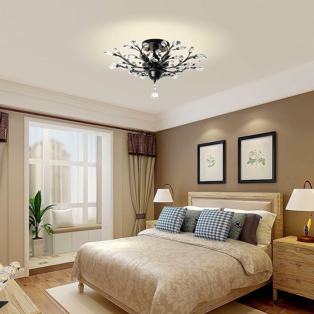 Crystal Chandelier LED Ceiling Light , 4 lights, Black - V178-23721 V178 23721 139764 01