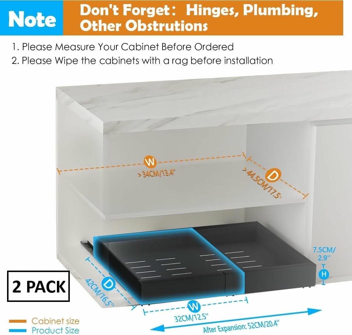 CARLA HOME 2 Pack Pull Out Cabinet Organizer Expandable for Cabinets with Adjustable Slide Out Shelves and Easy Installation (Grey) - V178-36209 V178 36209 202507301345 01