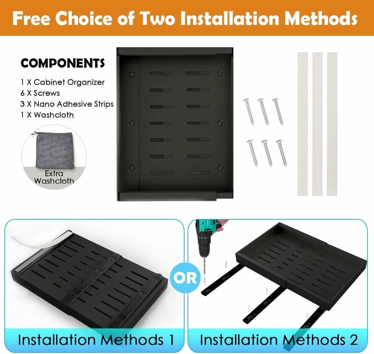 CARLA HOME 2 Pack Pull Out Cabinet Organizer Expandable for Cabinets with Adjustable Slide Out Shelves and Easy Installation (Grey) - V178-36209 V178 36209 202507301345 07