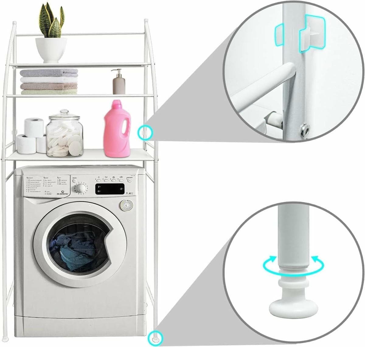 CARLA HOME 3-Tier Over Washing Machine Storage Rack for Laundry Room Space Saving, Towels, Detergent & Bathroom Essentials - V178-36231 V178 36231 202507301340 03