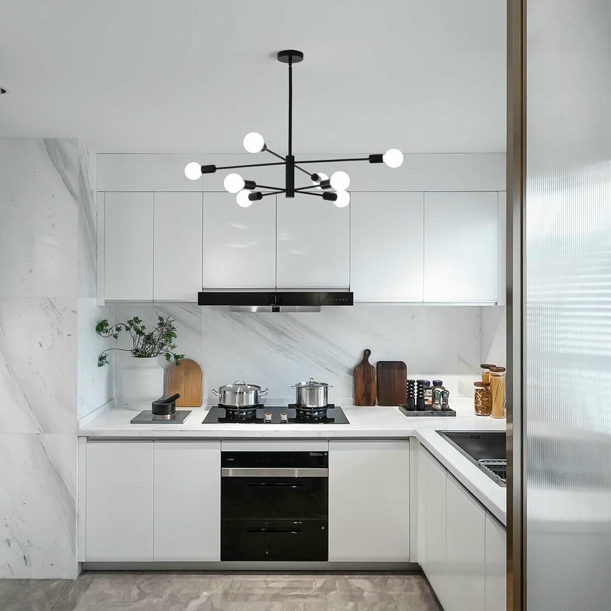 Modern Sputnik Chandelier, 8 Light, Black - V178-37411 V178 37411 139688 06
