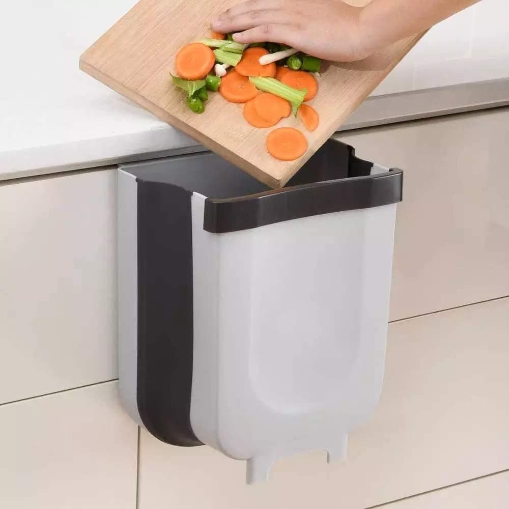 Hanging Trash Can Collapsible Small Garbage Waste Bin for Kitchen Cabinet Door (Grey) - V178-40996 Hanging Trash Can Collapsible Small Garbage Waste Bin for Kitchen Cabinet Door (Grey)