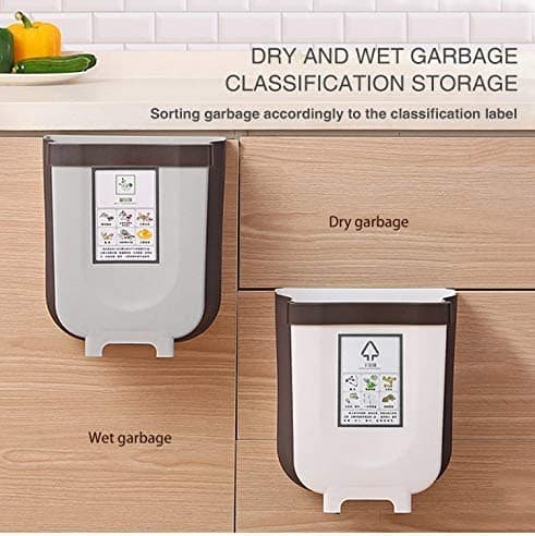 Hanging Trash Can Collapsible Small Garbage Waste Bin for Kitchen Cabinet Door (Grey) - V178-40996 Hanging Trash Can Collapsible Small Garbage Waste Bin for Kitchen Cabinet Door (Grey) - Image 3