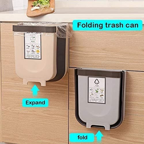 Hanging Trash Can Collapsible Small Garbage Waste Bin for Kitchen Cabinet Door (Grey) - V178-40996 Hanging Trash Can Collapsible Small Garbage Waste Bin for Kitchen Cabinet Door (Grey) - Image 5