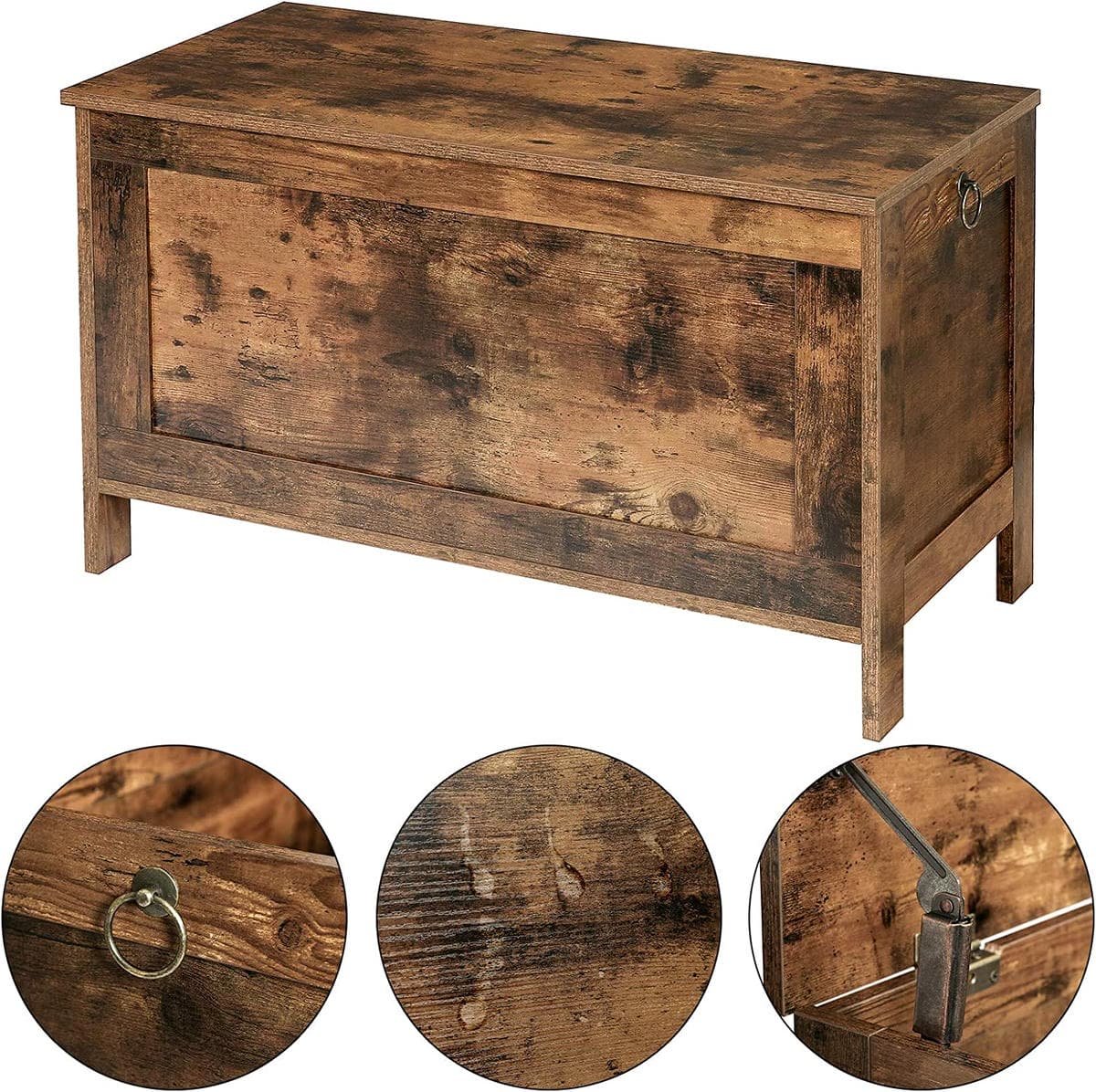 Wooden Sturdy Entryway Storage Bench with Safety Hinge - V178-81672 Wooden Sturdy Entryway Storage Bench with Safety Hinge - Image 4