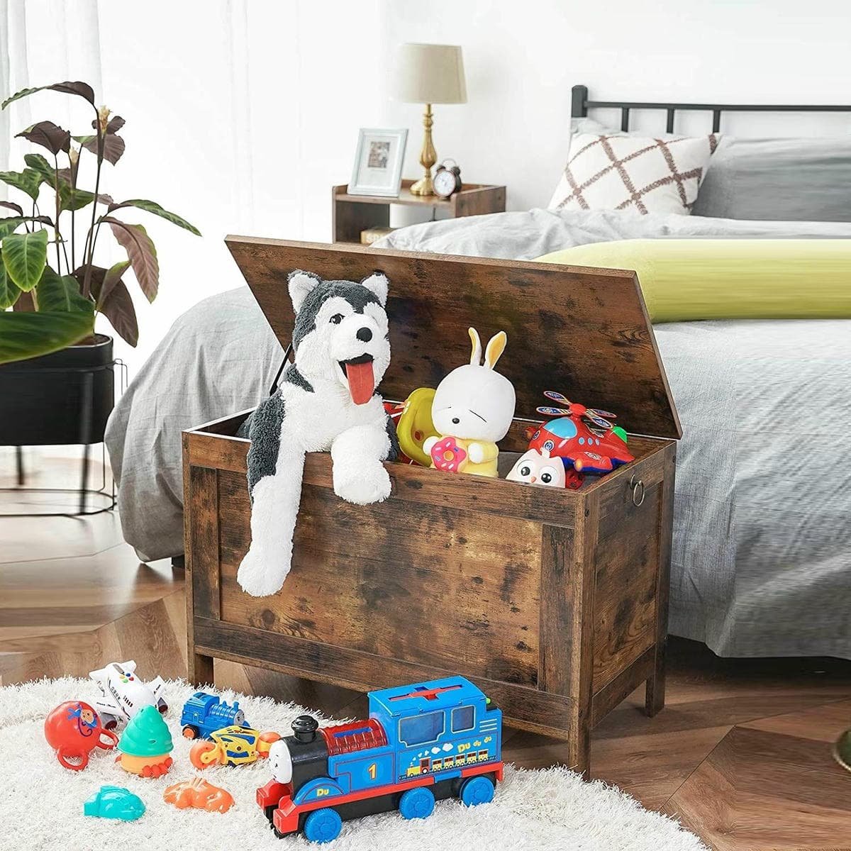 Wooden Sturdy Entryway Storage Bench with Safety Hinge - V178-81672 Wooden Sturdy Entryway Storage Bench with Safety Hinge - Image 6