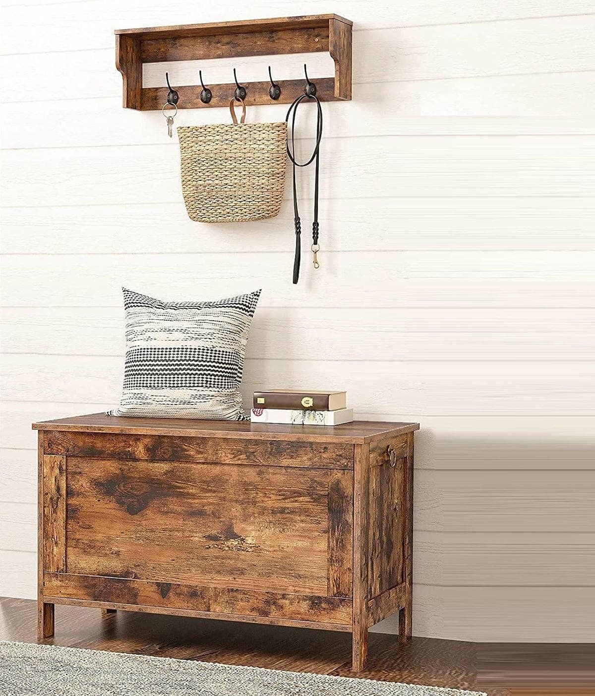 Wooden Sturdy Entryway Storage Bench with Safety Hinge - V178-81672 Wooden Sturdy Entryway Storage Bench with Safety Hinge - Image 7