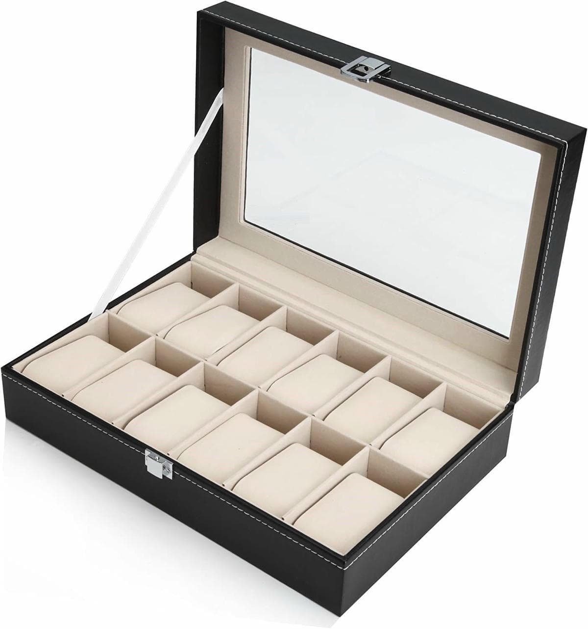 Black PU Leather Watch Organizer Display Storage Box Cases for Men & Women (12 slots) - V178-84581 Black PU Leather Watch Organizer Display Storage Box Cases for Men & Women (12 slots)