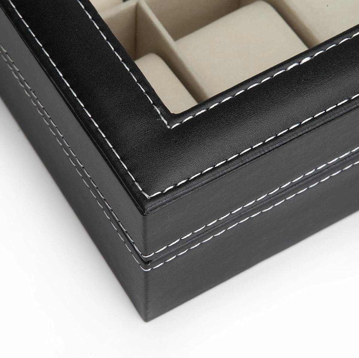 Black PU Leather Watch Organizer Display Storage Box Cases for Men & Women (12 slots) - V178-84581 Black PU Leather Watch Organizer Display Storage Box Cases for Men & Women (12 slots) - Image 5