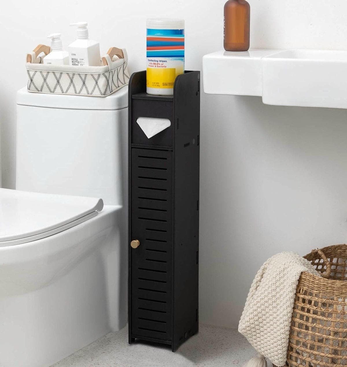 Toilet Paper Roll Holder for Bathroom (Black, 80 cm) - V178-84780 Toilet Paper Roll Holder for Bathroom (Black, 80 cm)