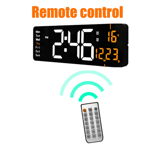 16" Orange Large Digital Big Jumbo LED Wall Desk Clock Display With Temperature Calendar - V201-FAZ0016OR8AU V201 FAZ0016OR8AU 213320 01