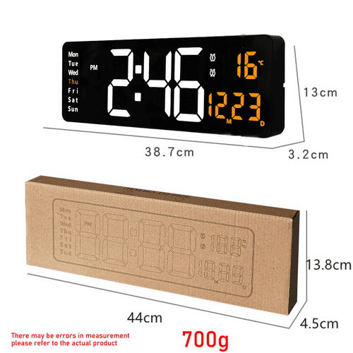 16" Orange Large Digital Big Jumbo LED Wall Desk Clock Display With Temperature Calendar - V201-FAZ0016OR8AU V201 FAZ0016OR8AU 213320 03