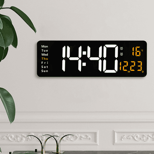 16" Orange Large Digital Big Jumbo LED Wall Desk Clock Display With Temperature Calendar - V201-FAZ0016OR8AU V201 FAZ0016OR8AU 213320 06