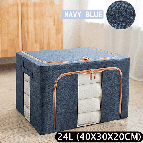 Foldable Storage Box Crushed Steel Frame Clothes Quilt Toys Organizer 24L - V201-w12783614 V201 W12783614 189224 00