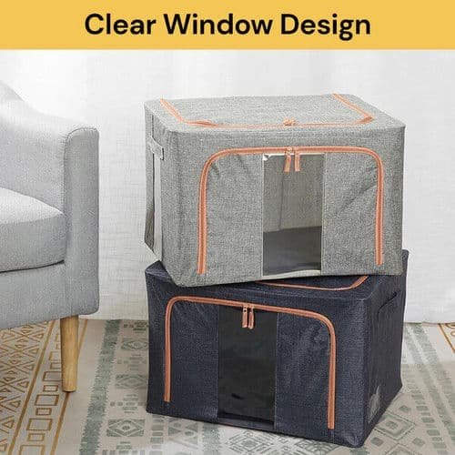 Foldable Storage Box Crushed Steel Frame Clothes Quilt Toys Organizer 24L - V201-w12783614 V201 W12783614 189224 07