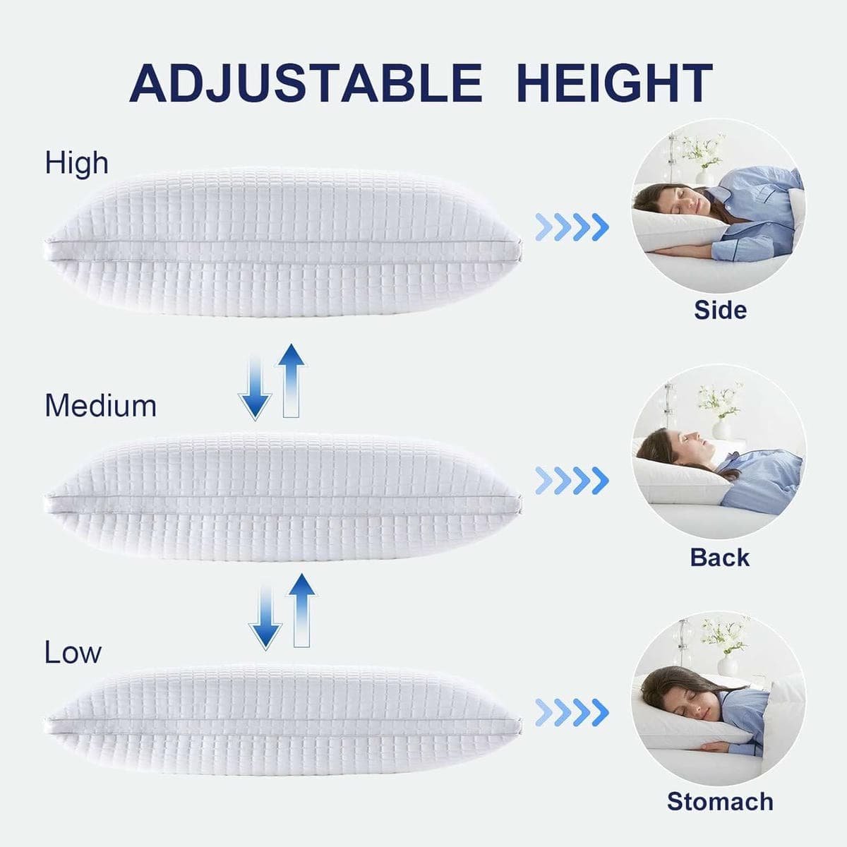 2xStandard Quality Pillows Cotton Hotel Adjustable Home Pillows Down Alternative Pillows - V201-w13149556 V201 W13149556 202504141829 05