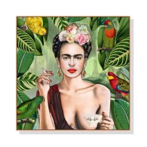 Wall Art 50cmx50cm Self Portrait by Frida Kahlo Wood Frame Canvas