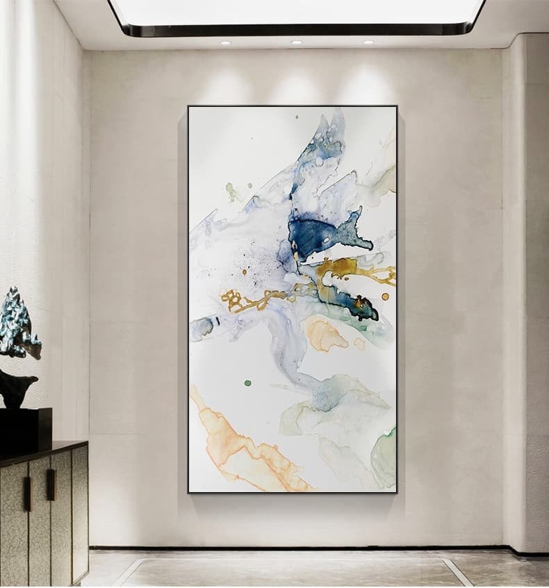 Wall Art 40cmx80cm Abstract Watercolour Style Black Frame Canvas - V207-1145 Wall Art 40cmx80cm Abstract Watercolour Style Black Frame Canvas - Image 3