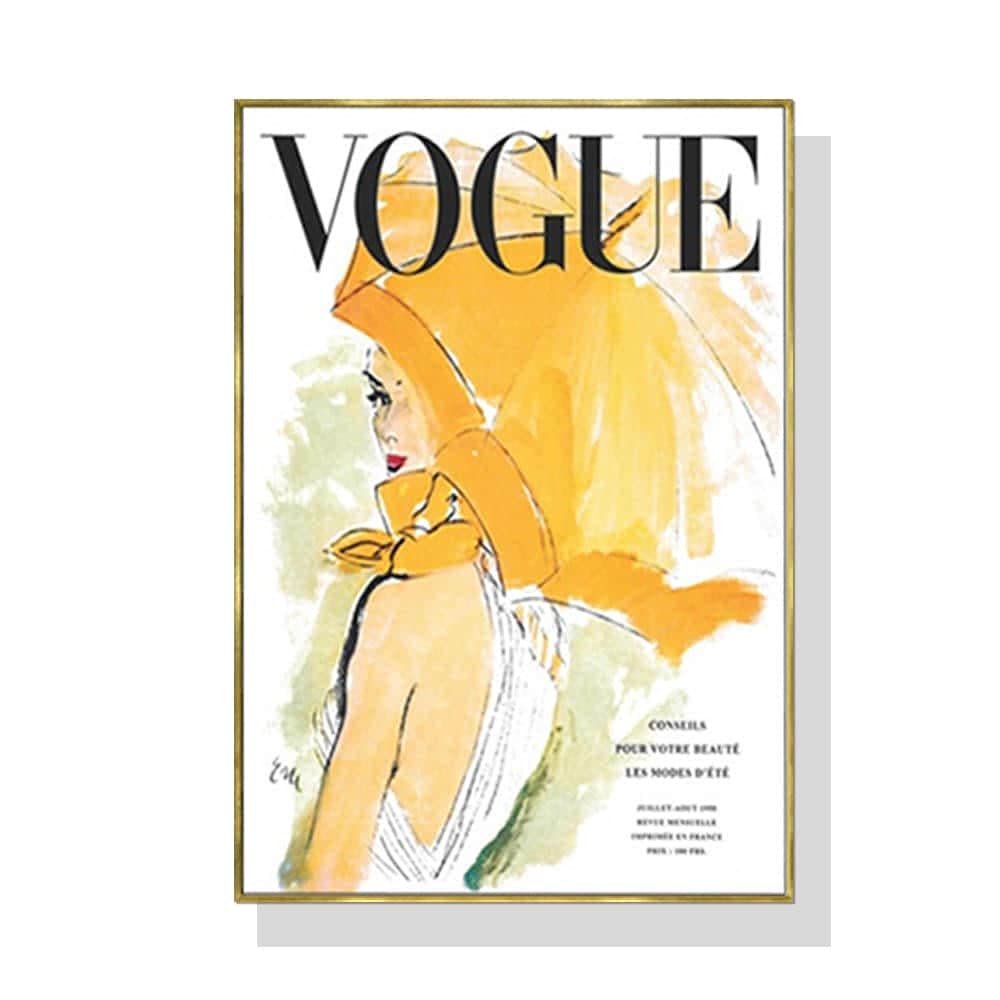 Wall Art 50cmx70cm Vogue Girl Gold Frame Canvas - V207-1238 Wall Art 50cmx70cm Vogue Girl Gold Frame Canvas